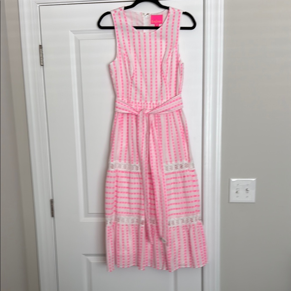 Lilly Pulitzer Pink & White Striped Sleeveless Dress